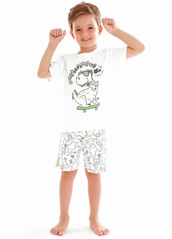 Pijama Infantil Manga Longa Branco