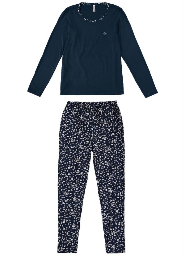 Pijama Azul Marinho Liberty em Viscose