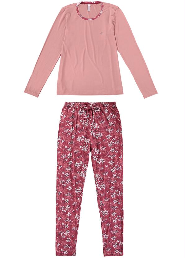 Pijama Rosa Floral em Viscose