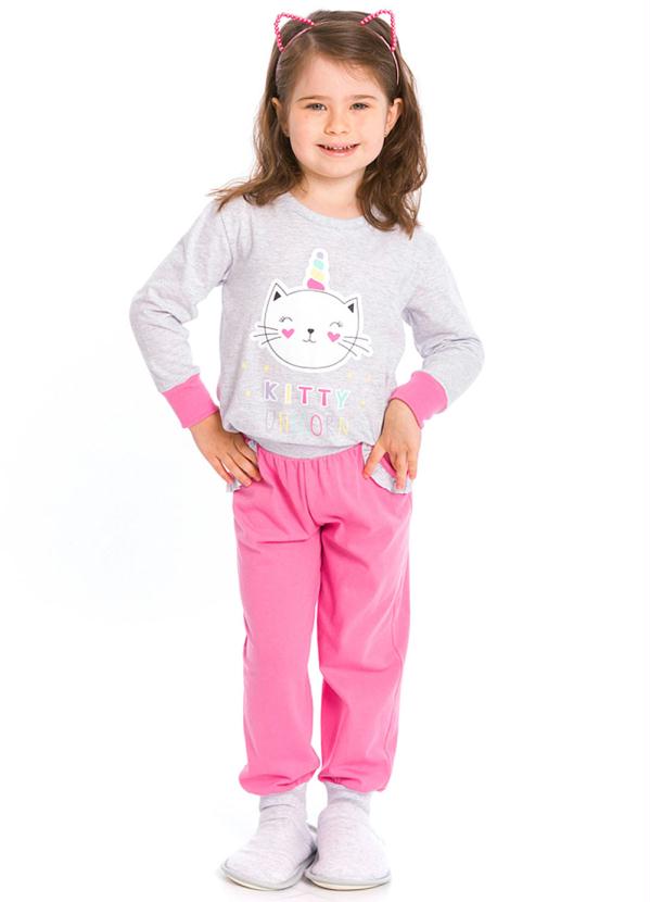 Pijama Infantil Feminino Kitty Cinza