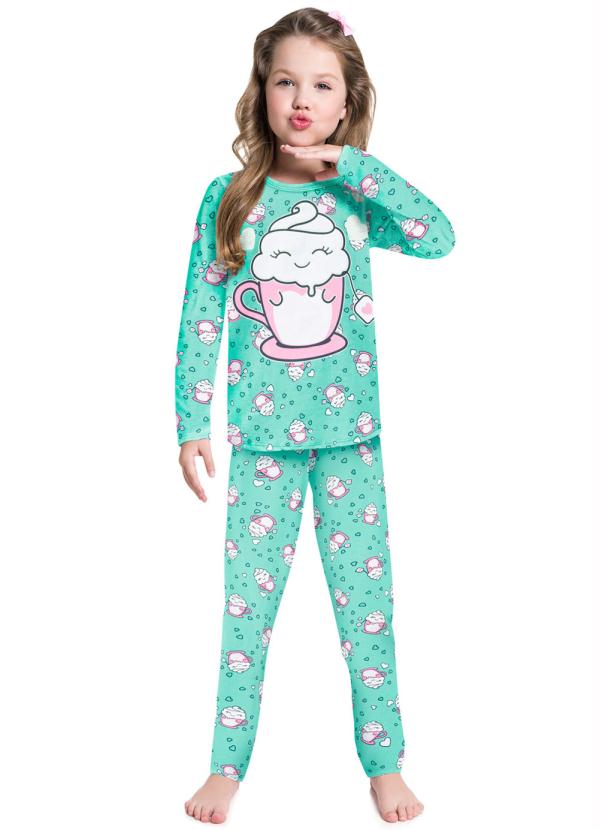 Pijama Infantil Feminino Verde