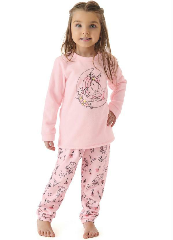 

Pijama Infantil Unicórnio Microsoft Rosa