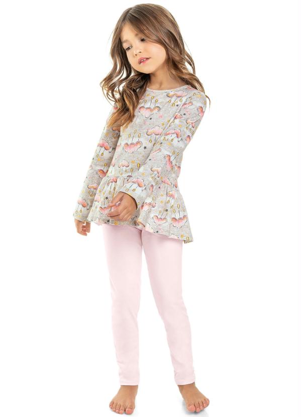 Pijama Longo Infantil Feminino Rosa