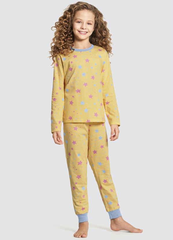 Pijama Meia Malha Amarelo