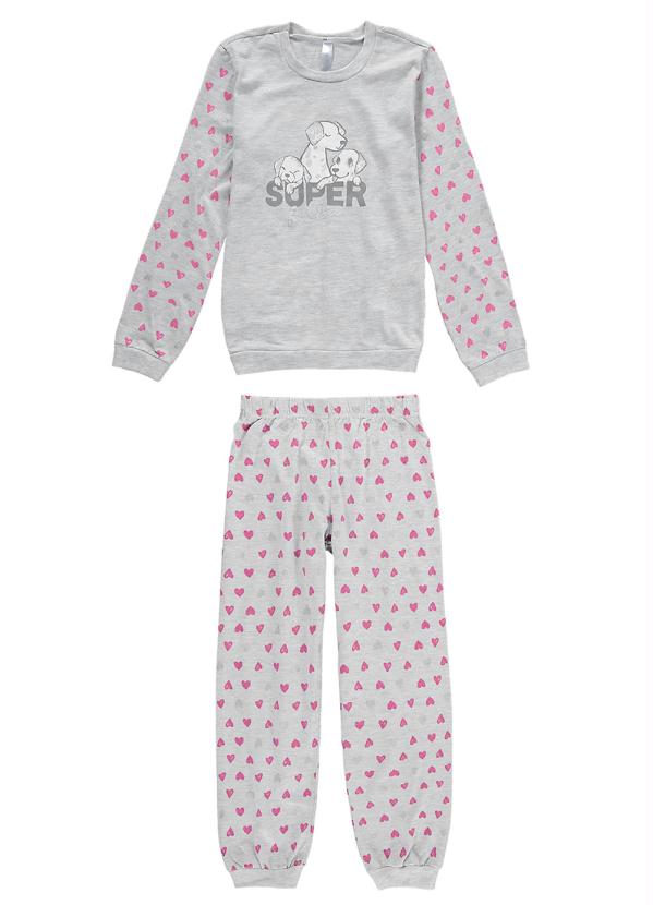 Pijama Mescla Super Filha em Malha