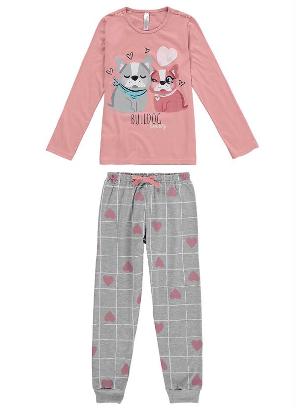 Pijama Rosa Bulldogs Menina