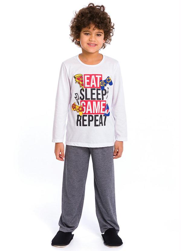 Pijama Infantil Masculino Eat Sleep Branco