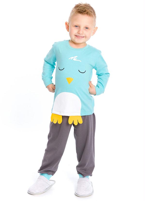 Pijama Infantil Masculino Pássaros Azul