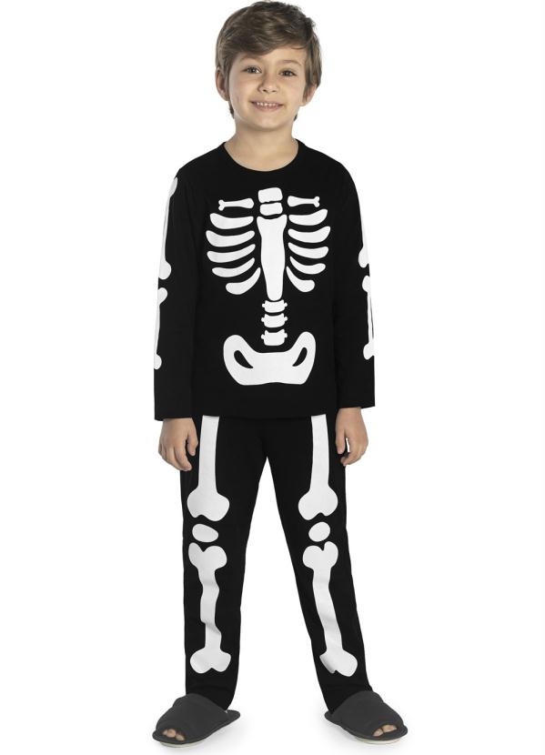 Rovitex Kids - Pijama masculino esqueleto preto