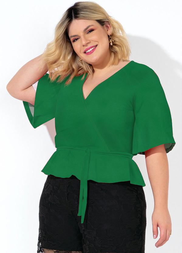 Blusa Verde com Faixa Gratis Plus Size