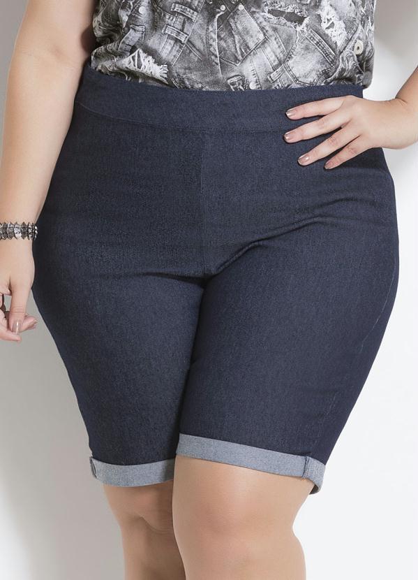 Vista 2 Bermuda Jeans Barra Dobrada Plus Size Marguerite Marguerite
