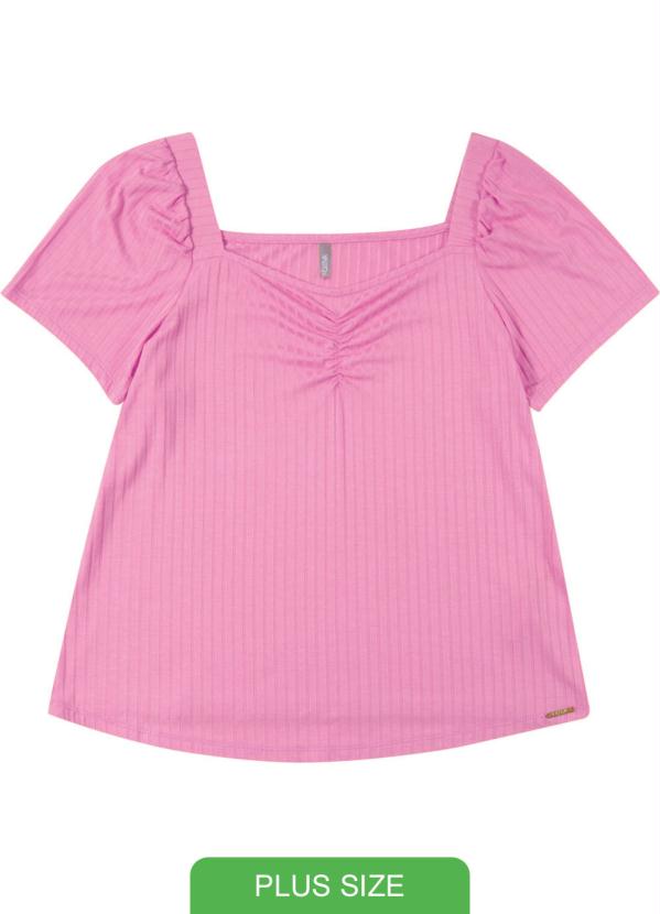 Blusa Feminina Plus Size em Canelado Rosa