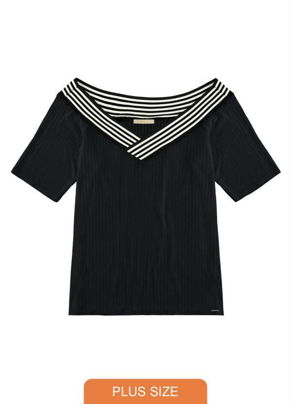 

Blusa Malha Canelado Traxy Preto