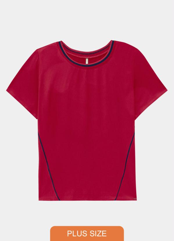 Blusa Plus Size Rayon e Malha Vermelho