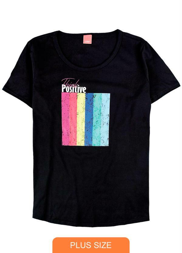 

Blusa Preta Think Positive e Malha, Preto