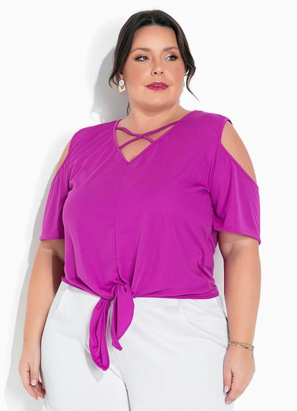Blusa Violeta com Amarração Plus Size