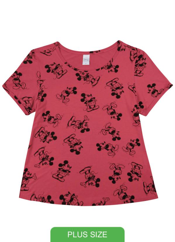 T-Shirt Plus Size com Estampa Rotativa Vermelho