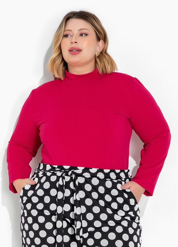Vista 2 Blusa Pink em Malha Anarruga Plus Size Marguerite Marguerite