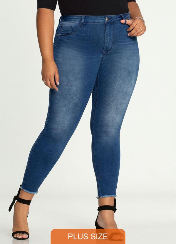 Calça Cropped Plus Size Fit For Me Azul