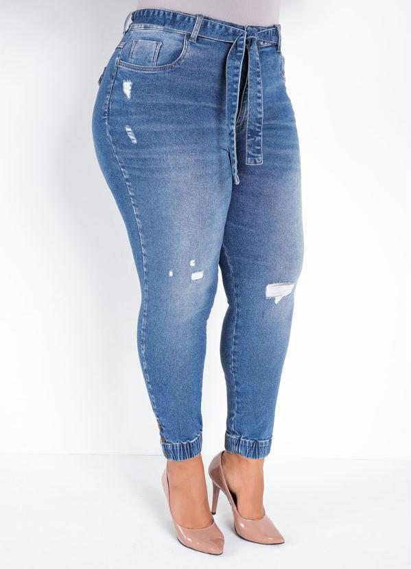 Calça Jeans Jogger Plus Size Sawary