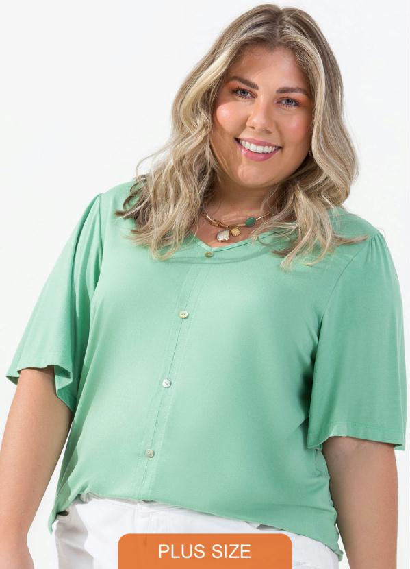 Camisa Feminina de Botões Verde