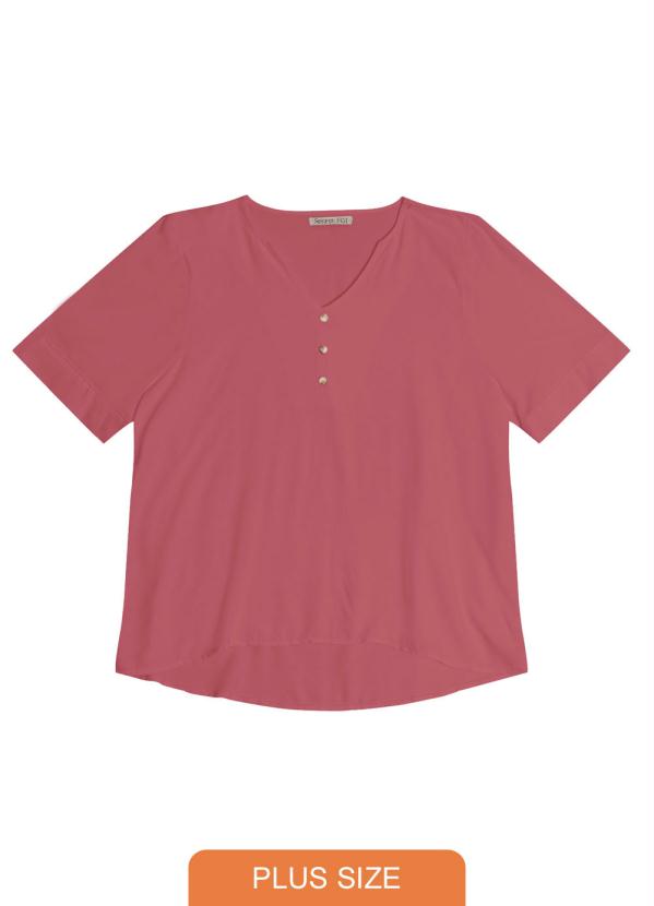 Camisa Feminina Plus Size Rosa