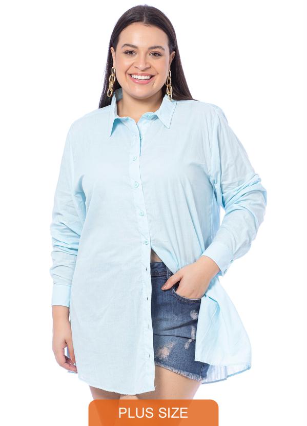 Camisa Plus Size Nadia Azul
