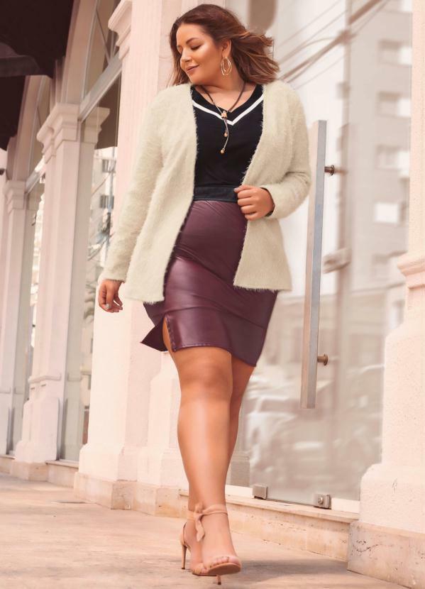 

Cardigan de Tricô Pelinho Bege