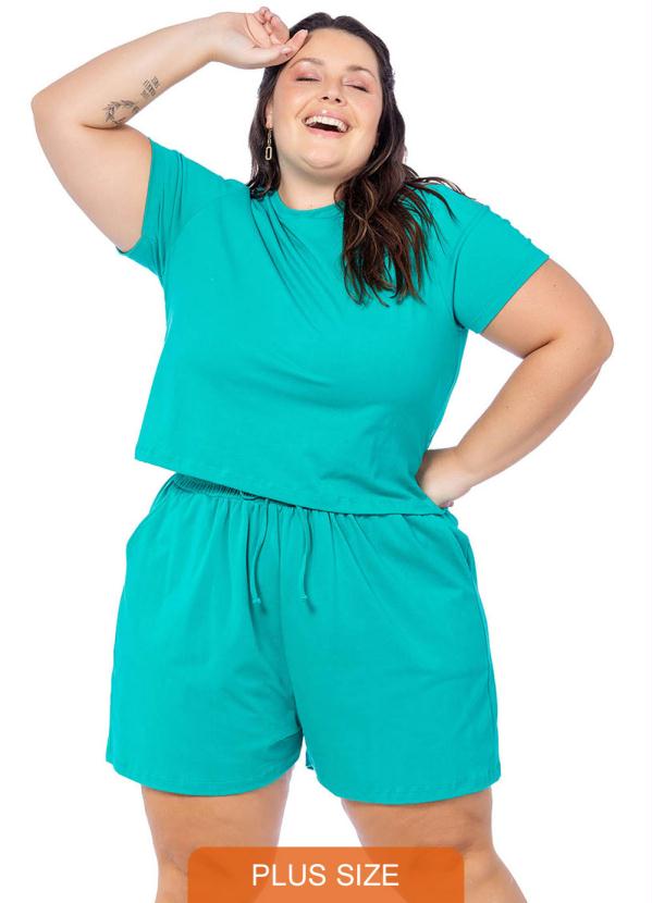 Conjunto Feminino Liso Blusa e Shorts Verde