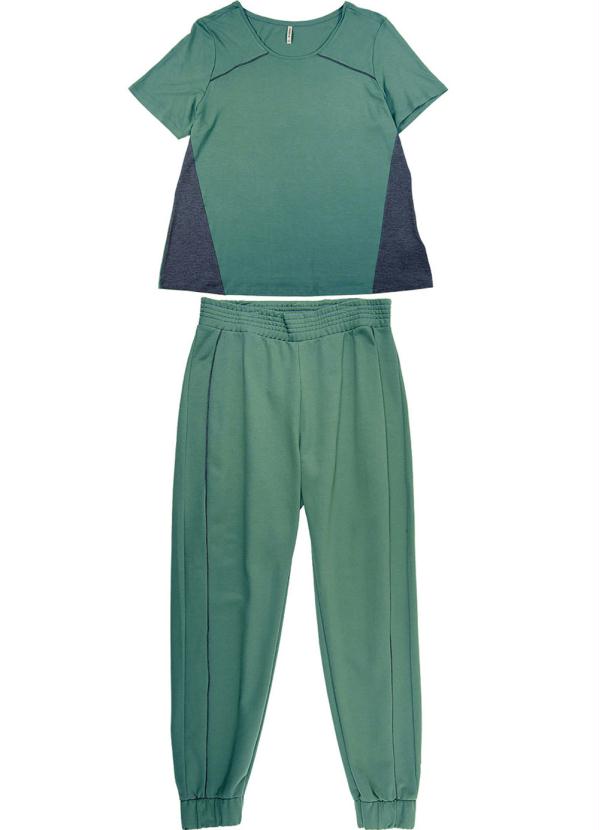 Conjunto Plus Size com Blusa e Calça Verde
