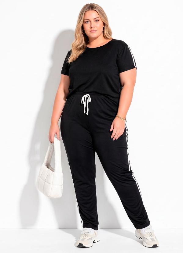 Conjunto Preto com Blusa e Calça Plus Size