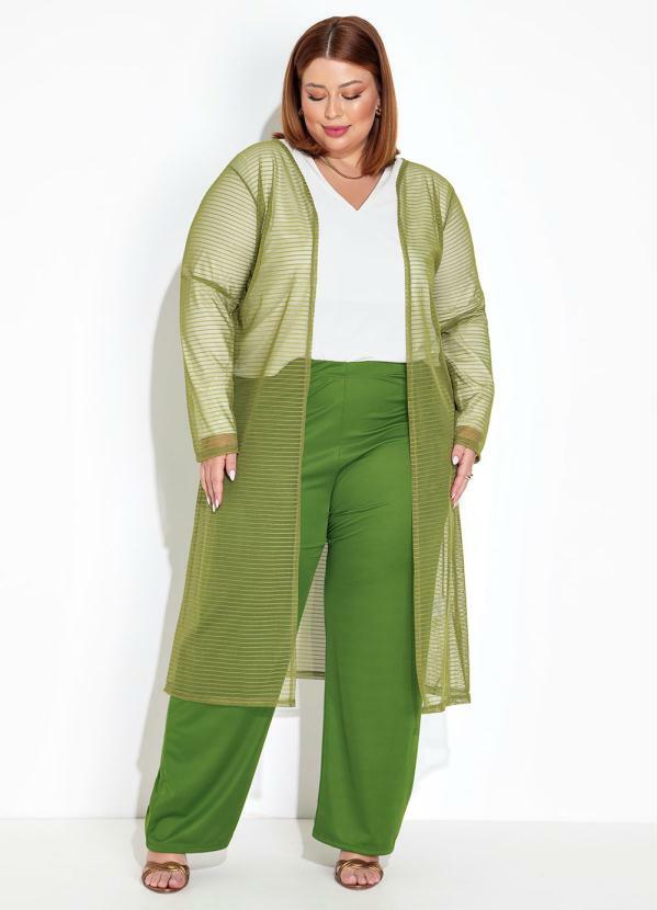 Vista 2 Conjunto Verde Cardigan e Calça Plus Size Marguerite Marguerite