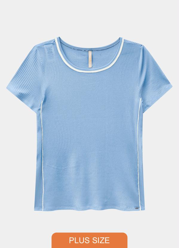 Blusa Plus Size Canelada Azul