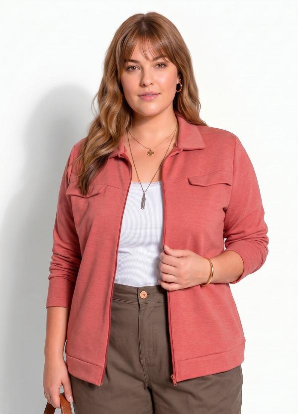 Casaco Ferrugem com Zíper Plus Size Marguerite