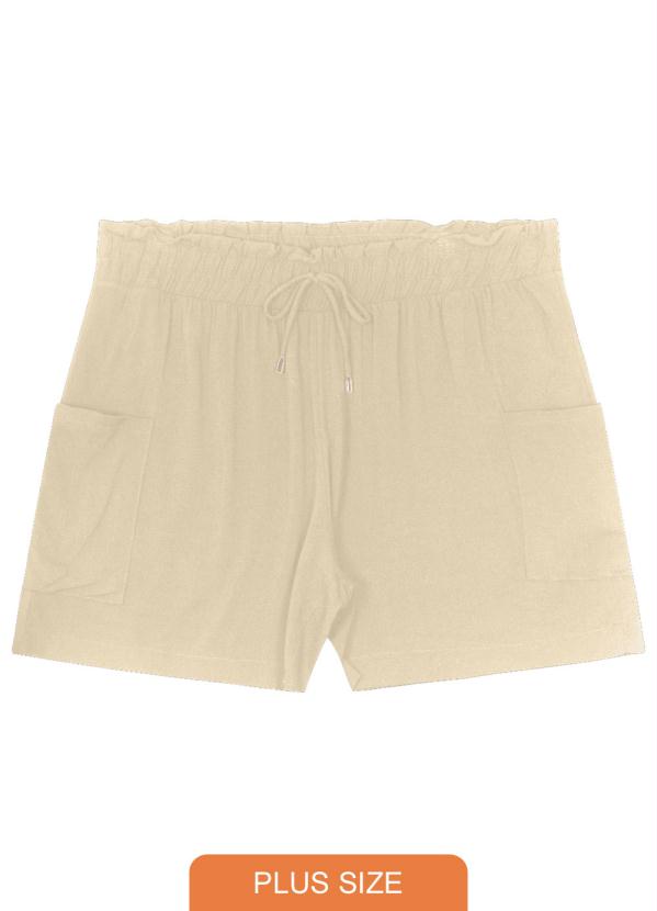Shorts Plus Size com Elástico Cinza
