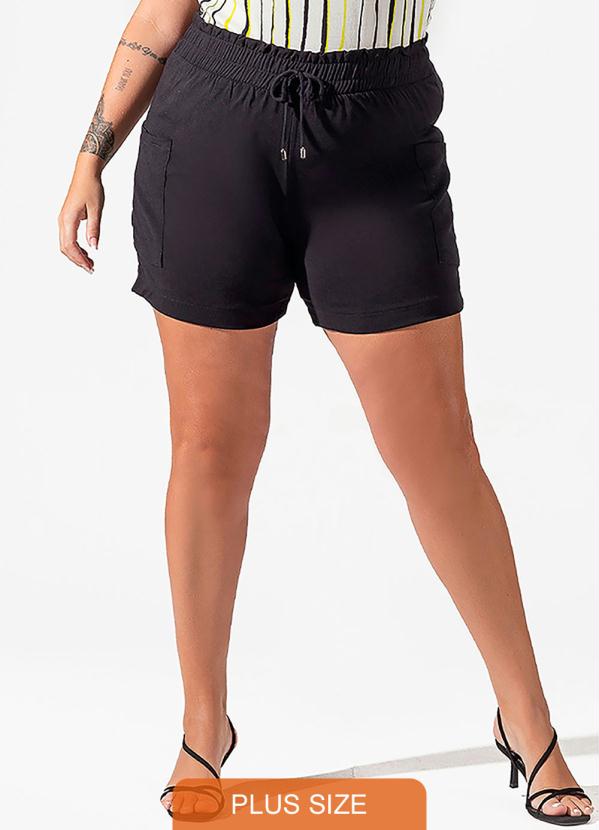 Shorts Plus Size com Elástico Preto