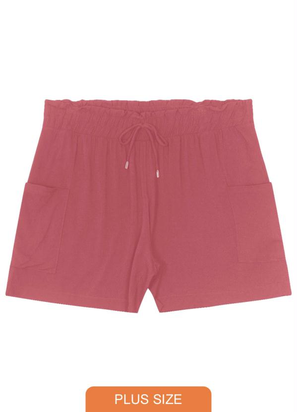 Shorts Plus Size com Elástico Rosa