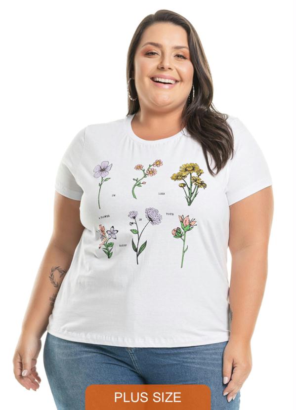 T-Shirt com Estampa Floral Branco