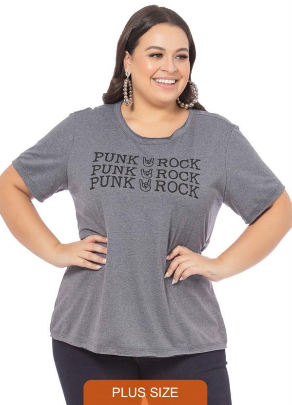 T-Shirt Feminina Punk Rock Cinza