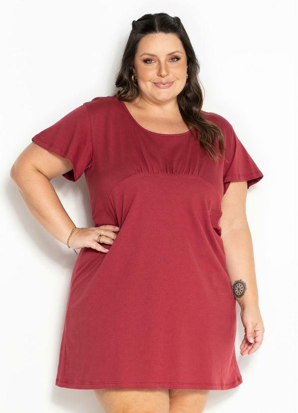 Vestido Terracota com Franzido Plus Size