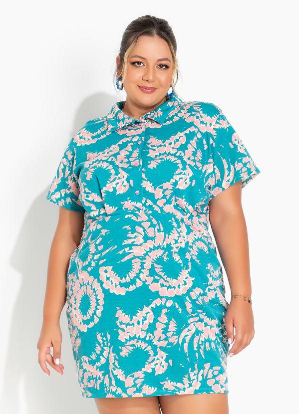 Vista 2 Vestido Tie Dye com Botões e Pregas Plus Size Marguerite Marguerite