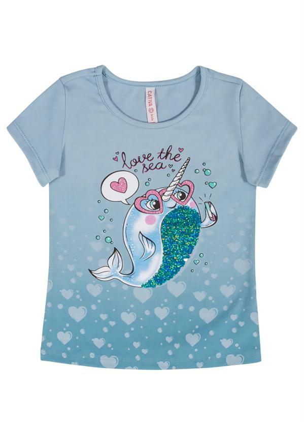 

Blusa Estampada com Lantejoulas Azul