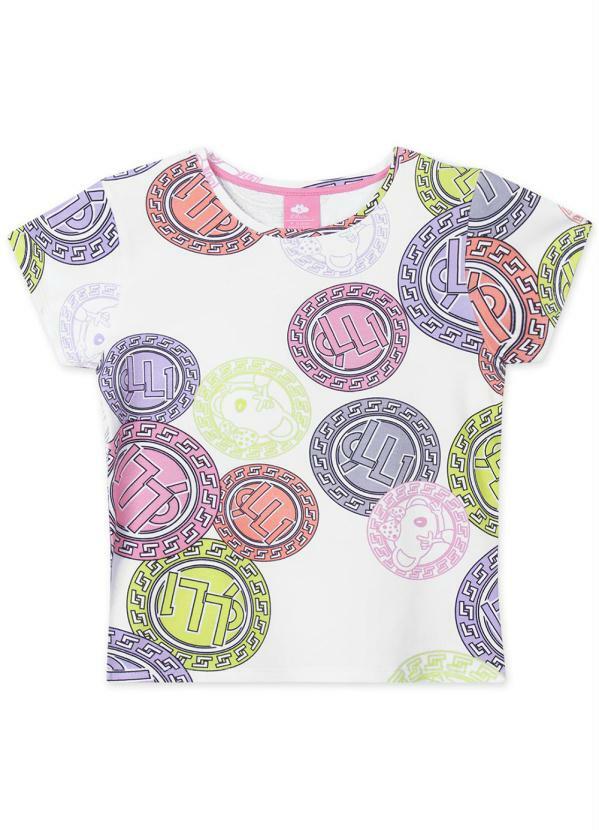 Vista 2 Blusa Infantil Menina Manga Curta Branco Lilica Ripilica Lilica Ripilica