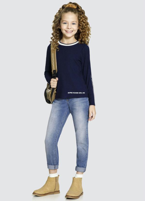 

Blusa Malha Canelado Azul