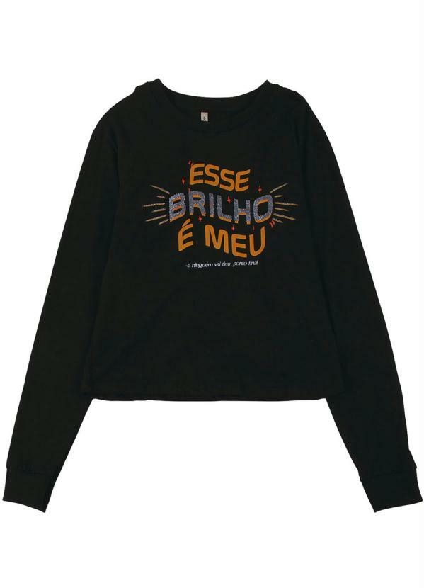 

Blusa Feminina Manga Longa Estampada Preto