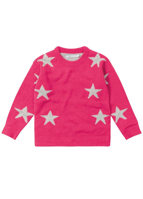 

Blusão Pink Estrelas em Tricô Menina, Rosa