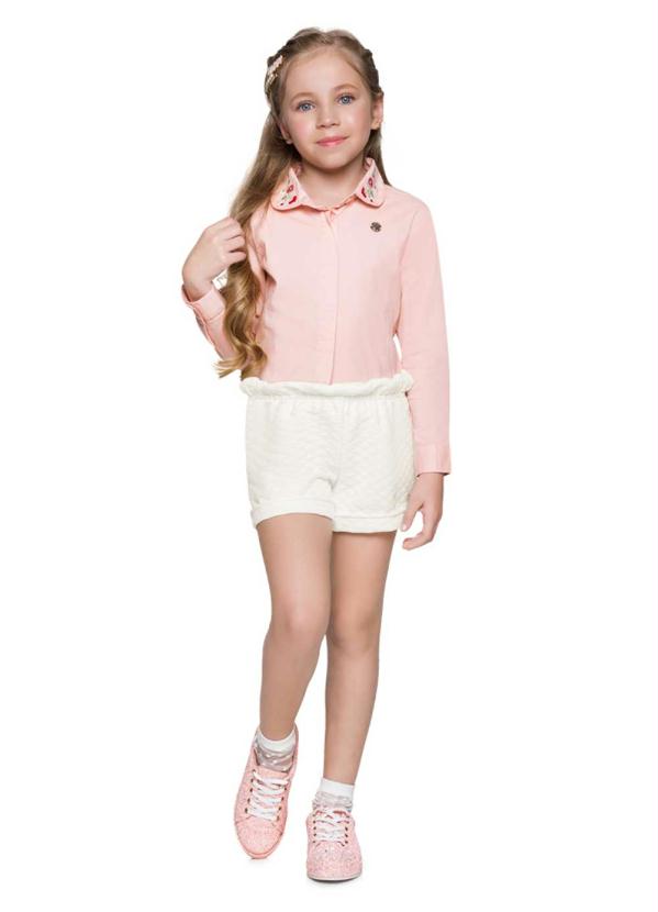 Conjunto Camisa e Shorts Infantil Menina Rosa