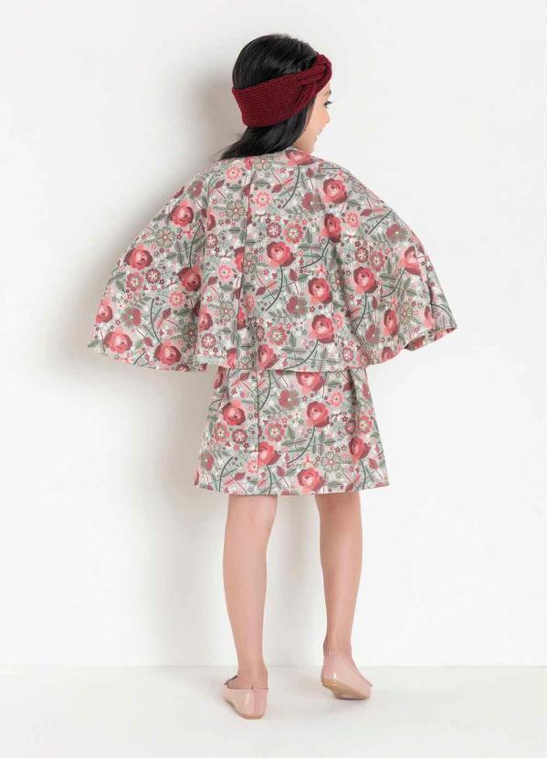

Conjunto Infantil Floral Vestido e Capa, Estampado