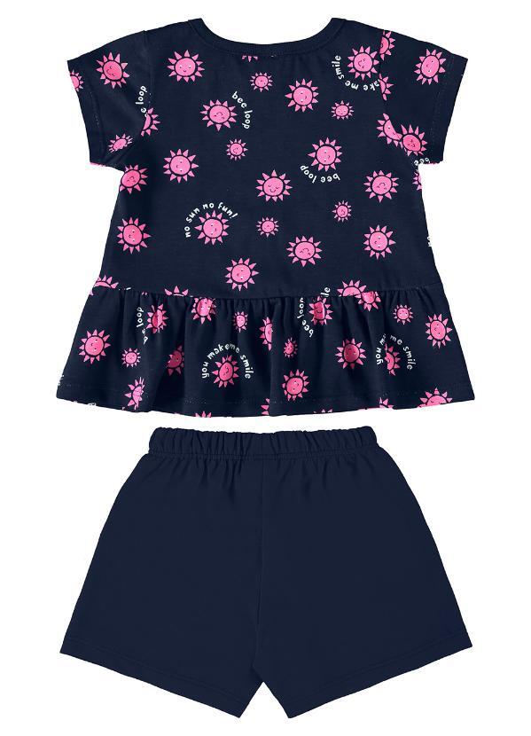 Vista 2 Conjunto Blusa e Short Bebê Menina Azul Bee Loop Bee Loop