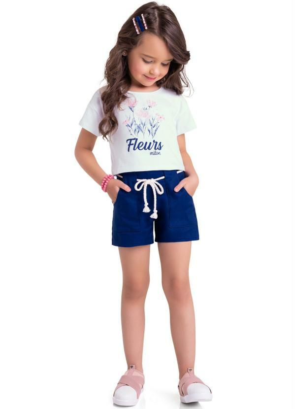 Vista 2 Conjunto Infantil Feminino Branco Milon Milon